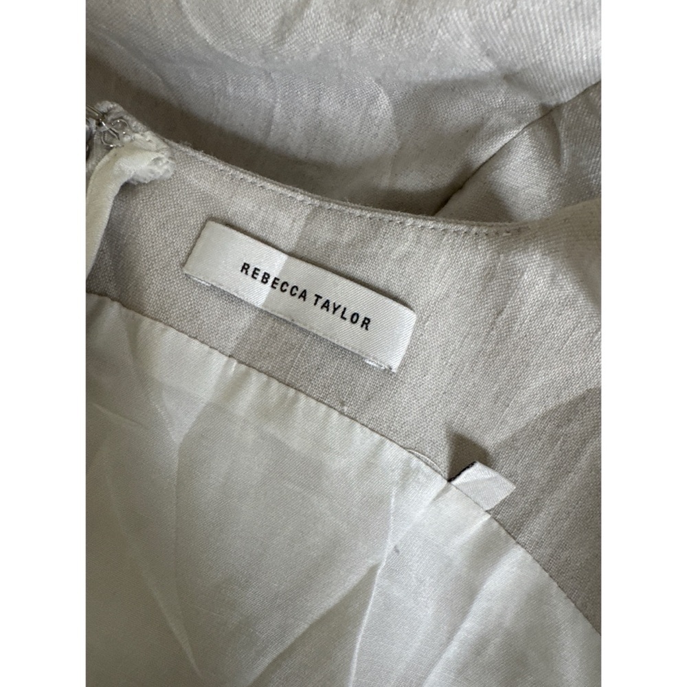 Rebecca Taylor Linen Square Neck Pleated Romper in Rye Size 2 - Picture 4 of 8
